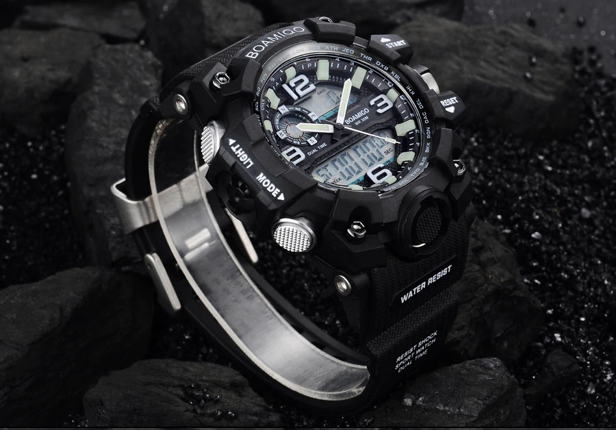 Sportovní hodinky BOAMIGO Značka Digital LED  černá s rámečkem