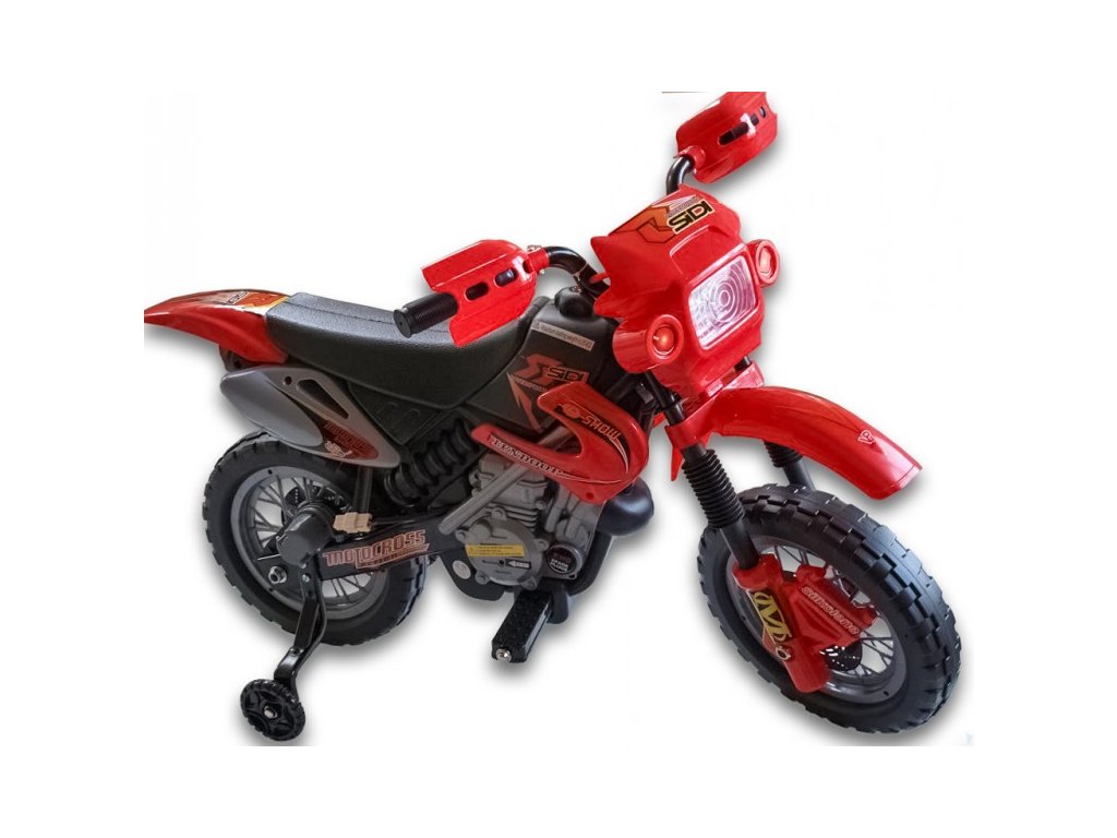 Elektrická motorka Crosska 6V, jako opravdová závodní, červená 
