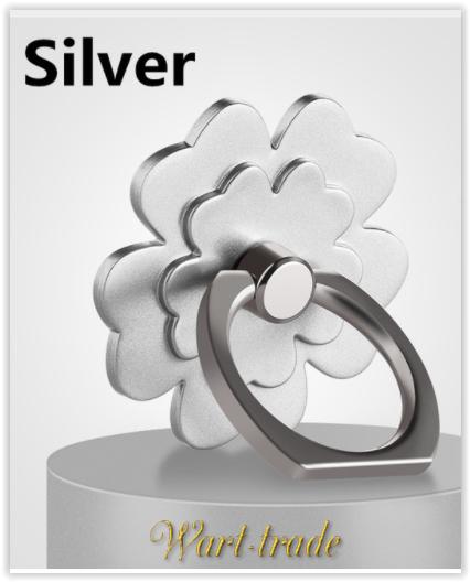 Držák mobilního telefonu ve tvaru prstenu květ stříbrný