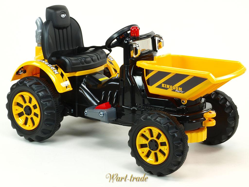 Elektrický traktor Kingdom s korbou žlutý