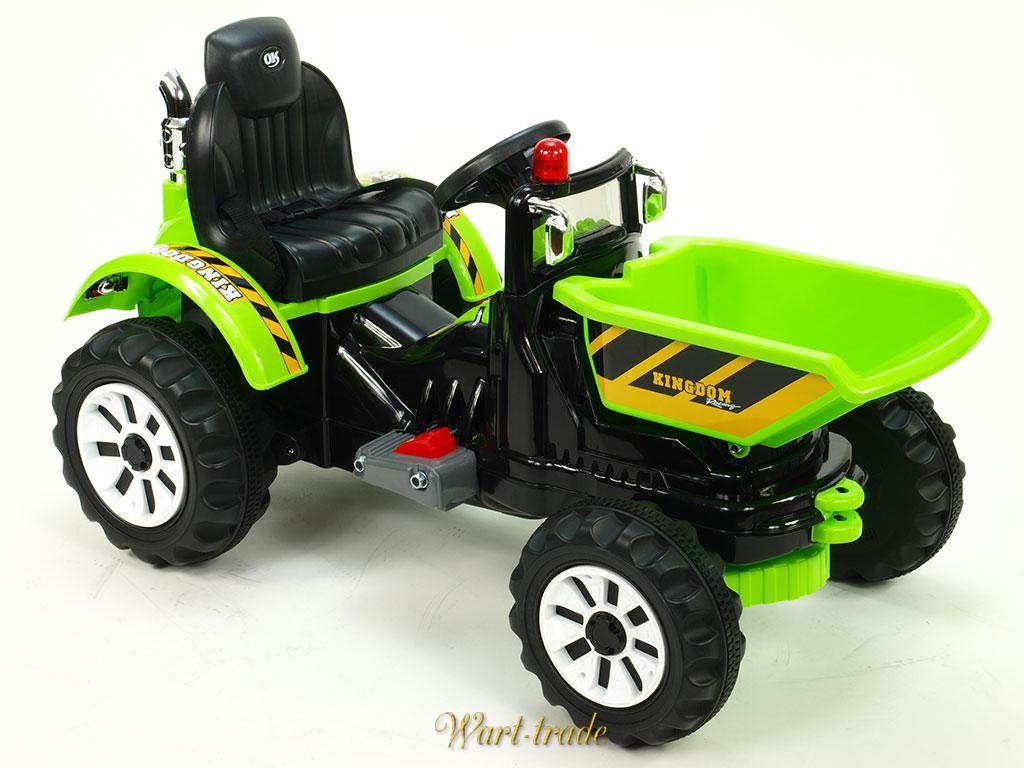 Elektrický traktor Kingdom s korbou zelený