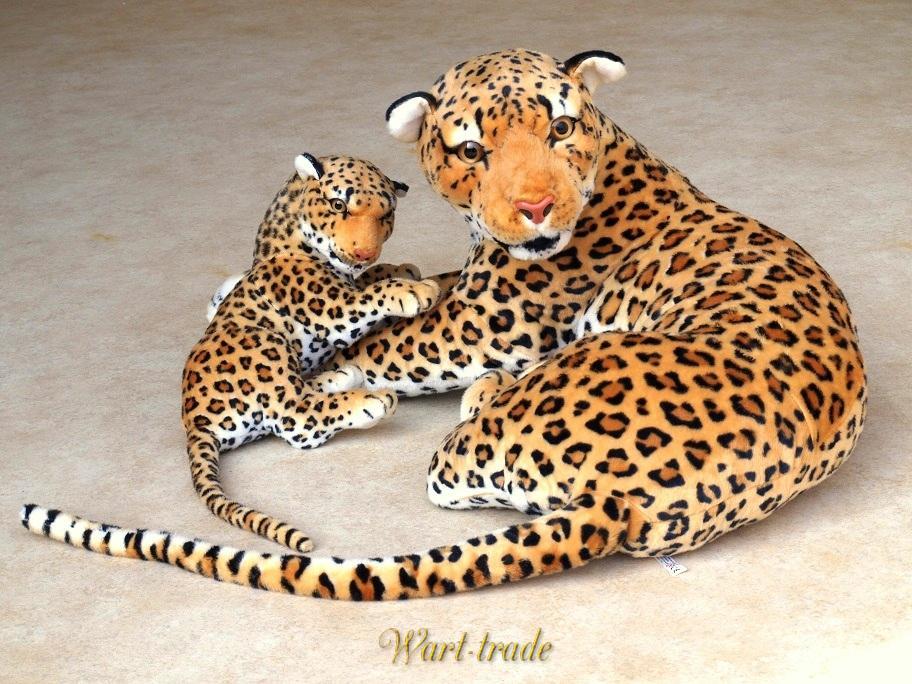 Plyšová leopardí máma s mládětem, délka 140/65 cm