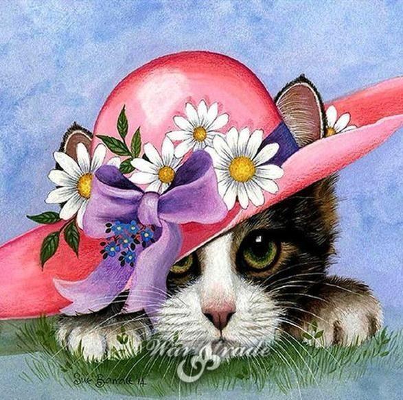   5D diamantové malování  "Kočka v klobouku"