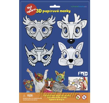 3D Karnevalové masky 4ks - Sova, jelen, králíček, superhrdina