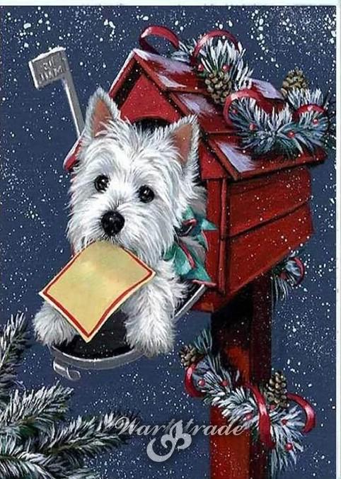 Diamantové malování  vánoční pes