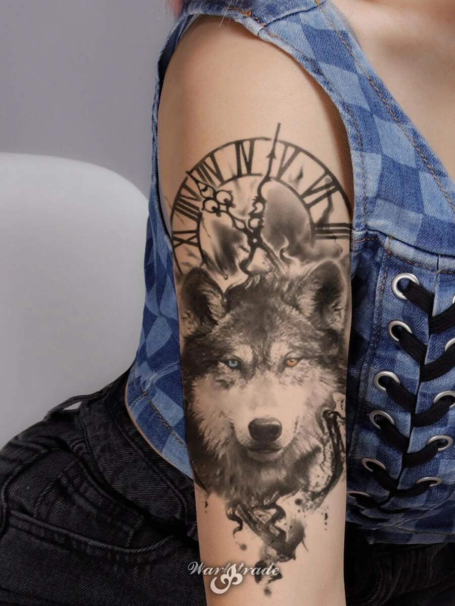 Dočasné tetování - vlk-hodiny