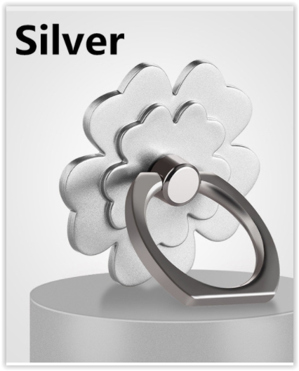 Držák mobilního telefonu ve tvaru prstenu květ stříbrný