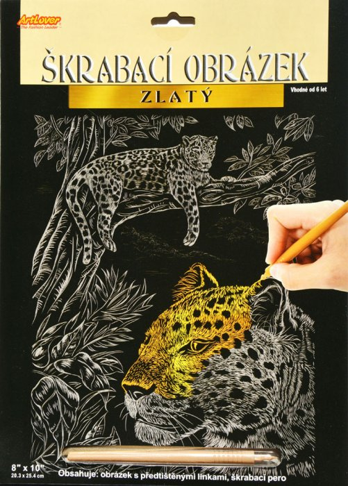 Škrabací obrázek zlatý - Leopard