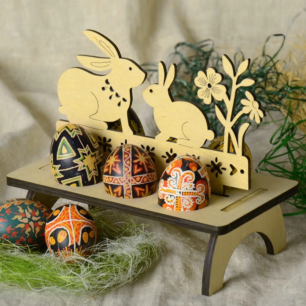 Dřevěná velikonoční dekorace na vajíčka ZÁJÍCI