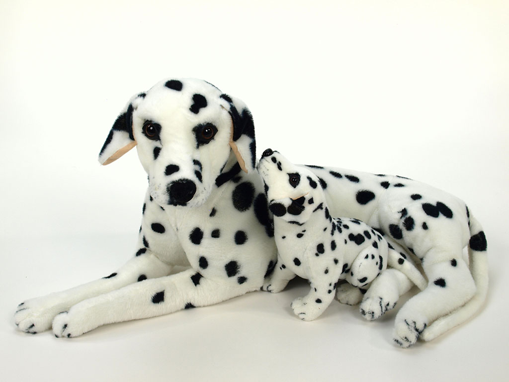 Plyšový pes Dalmatin se štěňátkem, délka 88cm, výška 41cm