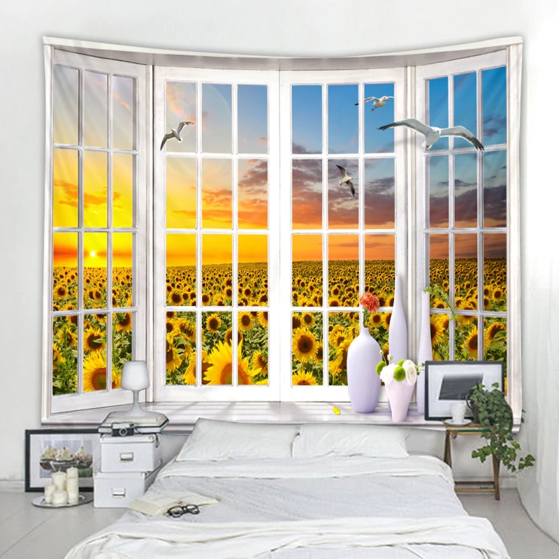 Nástěnná tapisérie  okno slunečnice