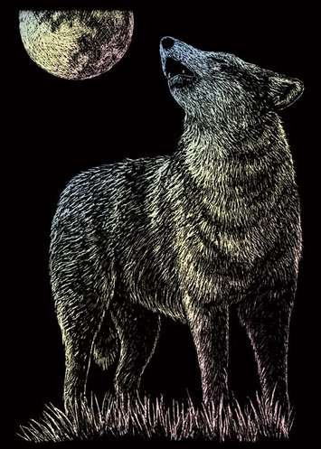 Seškrabovací obrázek - mini - Hologramický - Osamělý vlk