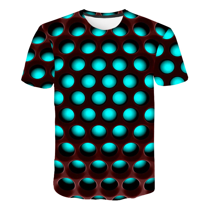 3D tričko iluze kolečka tyrkysová