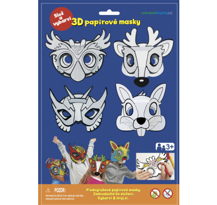 3D Karnevalové masky 4ks - Sova, jelen, králíček, superhrdina