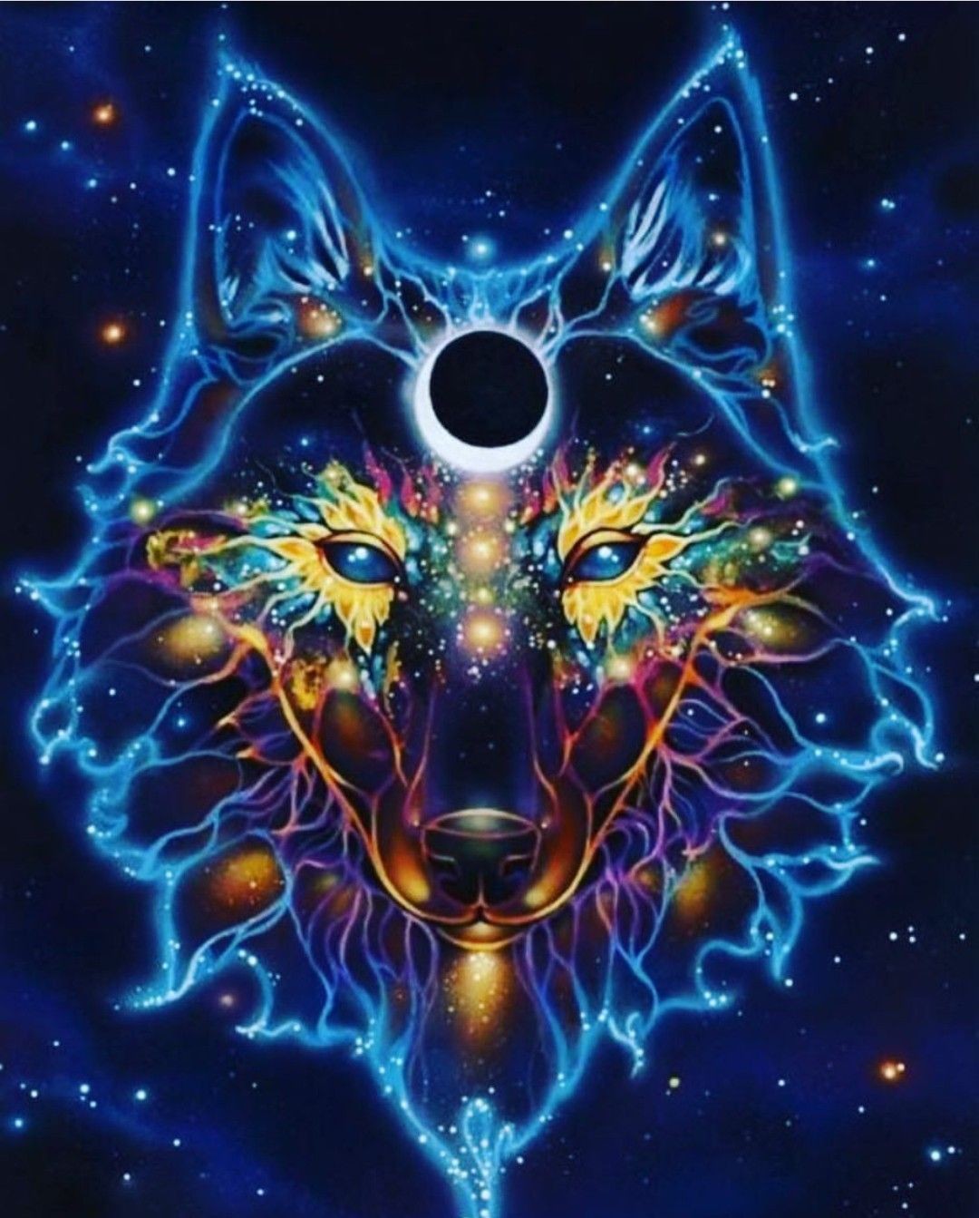 Diamantové malování vlk modrý