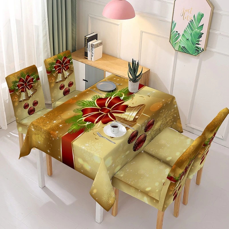3D ubrus-vánoční zvonky zlatý