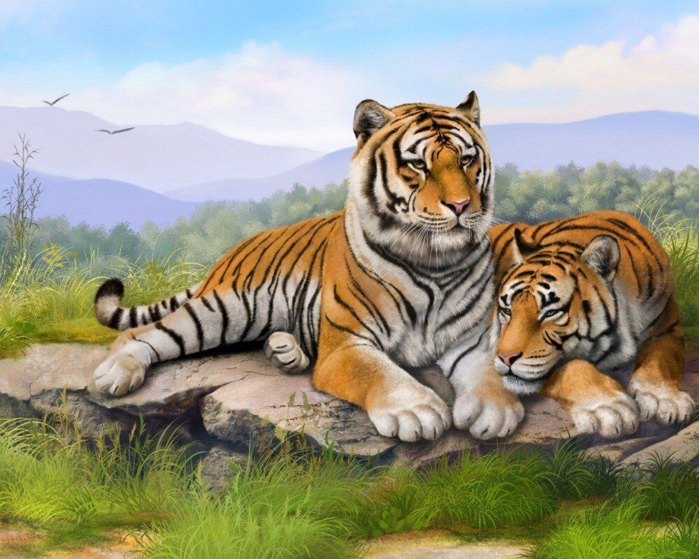 Diamantové malování tygři