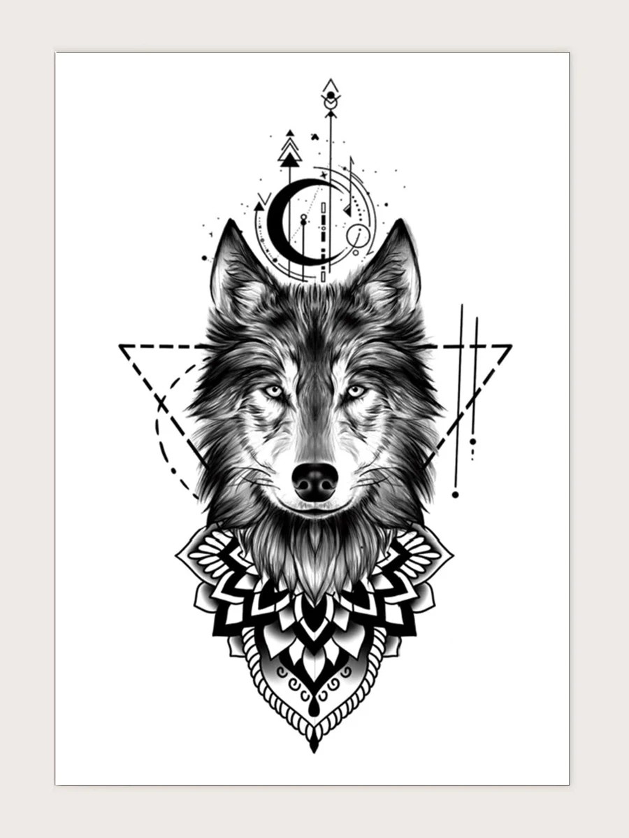 Dočasné tetování - vlk-měsíc