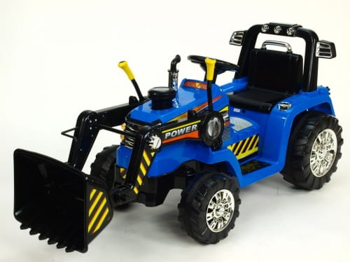 Elektrický traktor 12V s ovladatelnou lžící modrý