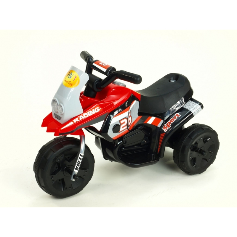 Elektrická motorka Racing sport 6V, s 2 světly a muzikou, pro nejmenší, červená