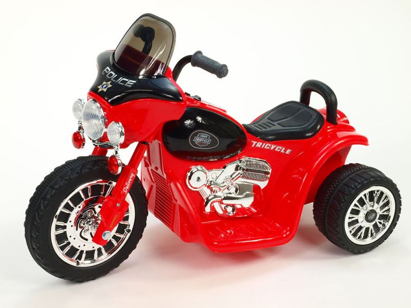 Chopper Harleyek na masivních kolech, 6V, červený