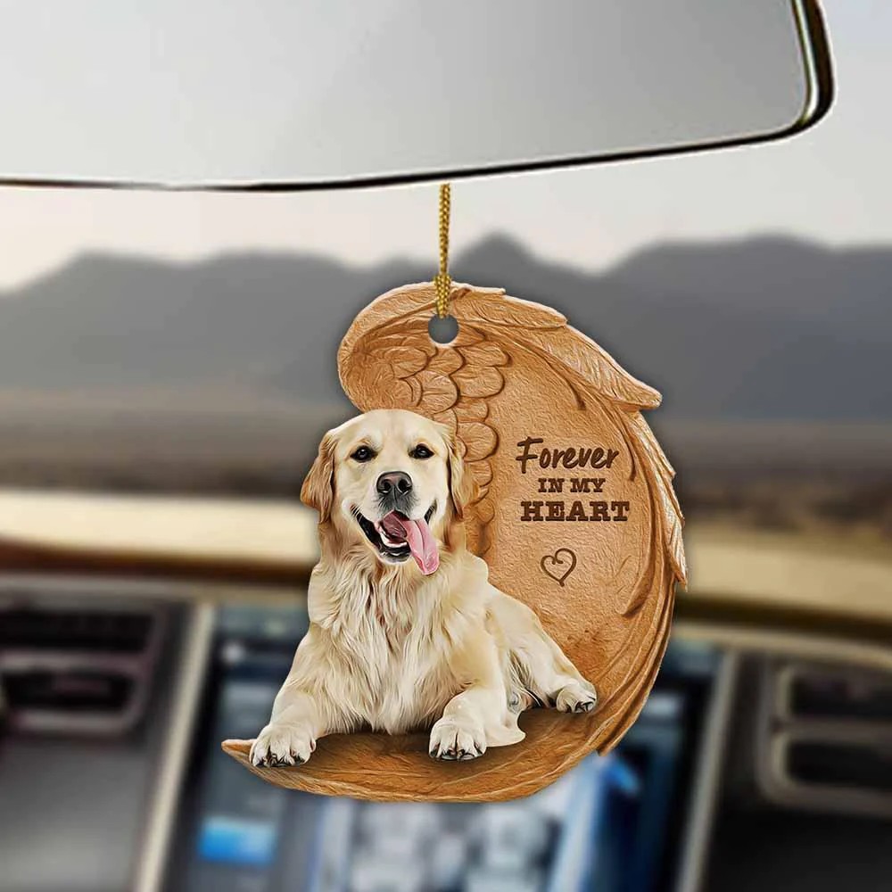 Zlatý Retrívr navždy v mém srdci visící ornament