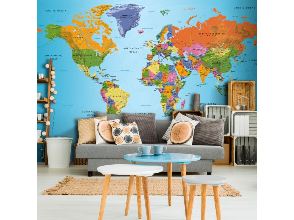 Samolepící fototapeta - World Map: Colourful Geography