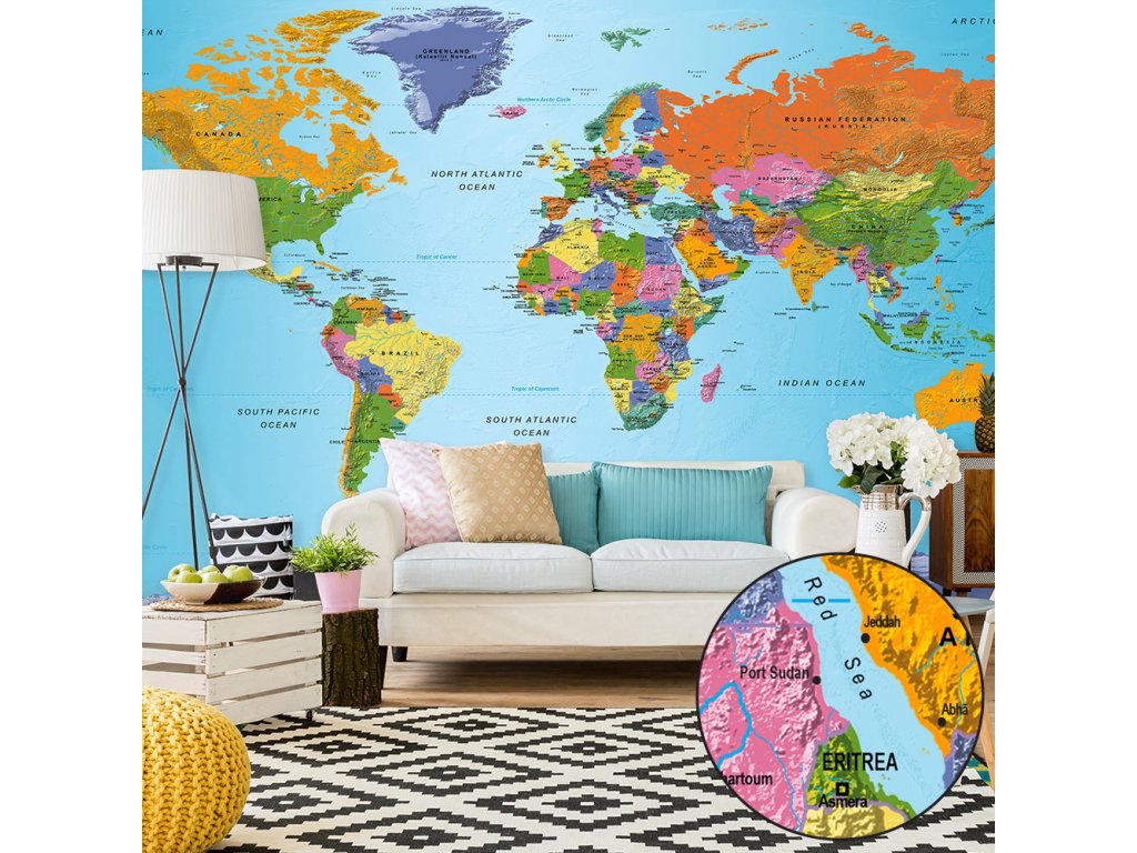 Samolepící fototapeta -World Map: Colourful Geography II