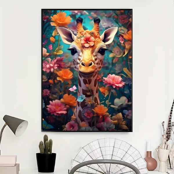  Diamantové malování květinová žirafa