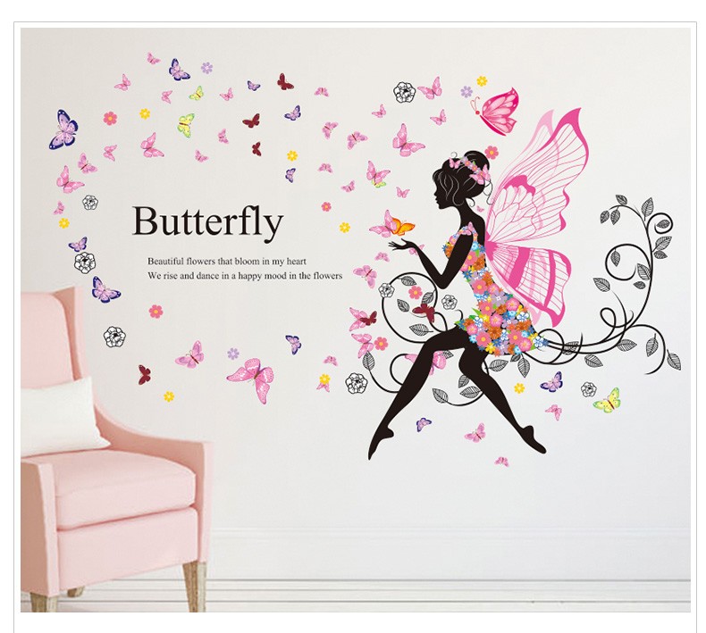  Samolepka na zeď  motýlí dívka 