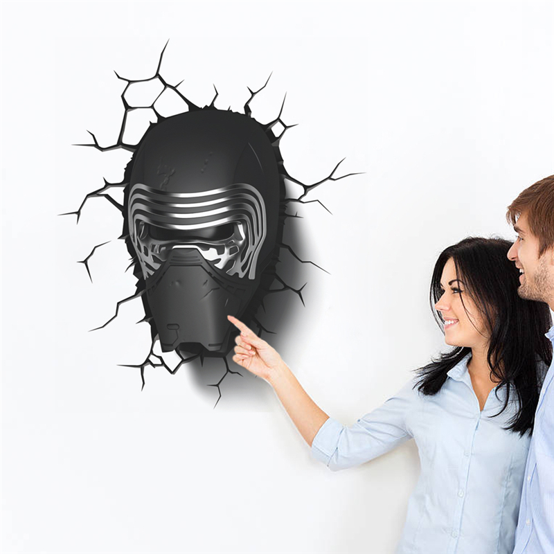  3D Star Wars  SAMOLEPKA Darth Vader portrét na zdi 